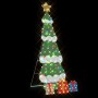 Árbol de Navidad iluminado con 3 cajas de regalo 2D blanca