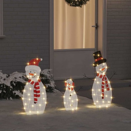 Familia de Muñecos de Nieve Iluminados 3 pcs Cálido Poliéster