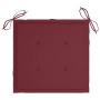 Silla mecedora de madera maciza de teca con cojín rojo tinto