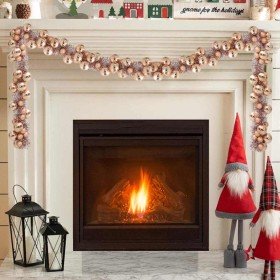 Guirnalda de Bolas de Navidad Rosa dorado 186 cm Poliestireno Guirnalda de Bolas de Navidad Rosa dorado 186 cm Poliestireno