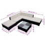 Set muebles de jardín y cojines 6 piezas ratán sintético negro