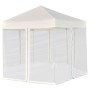 Carpa desplegable hexagonal 6 paredes blanco crema 3,6x3,1m