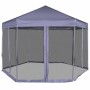 Carpa desplegable hexagonal 6 paredes blanco crema 3,6x3,1m