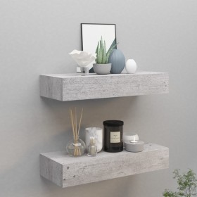 Wall shelf with drawer 2 units MDF gray concrete 60x23.5x10cm by vidaXL, Shelves and shelves - Ref: Foro24-330266, Price: 92,...