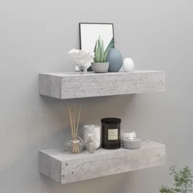 Wall shelf with drawer 2 units MDF gray concrete 60x23.5x10cm by vidaXL, Shelves and shelves - Ref: Foro24-330266, Price: 89,...