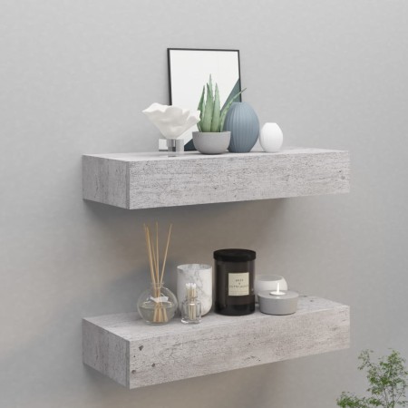 Wall shelf with drawer 2 units MDF gray concrete 60x23.5x10cm by vidaXL, Shelves and shelves - Ref: Foro24-330266, Price: 92,...