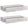 Wall shelf with drawer 2 units MDF gray concrete 60x23.5x10cm by vidaXL, Shelves and shelves - Ref: Foro24-330266, Price: 89,...