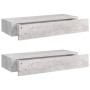 Wandregal mit Schublade 2 Stück MDF Beton grau 60x23,5x10cm von vidaXL, Regale und Regale - Ref: Foro24-330266, Preis: 92,02 ...