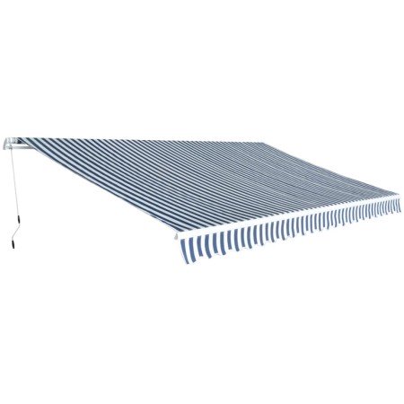 Toldo plegable de operación manual 500 cm azul y blanco en Toldos | Comprar online en Foro24