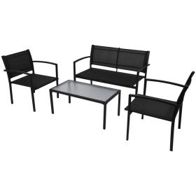 Set de muebles de jardín 4 piezas textilene negro