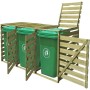 Cobertizo triple de contenedor de basura madera impregnada 240L