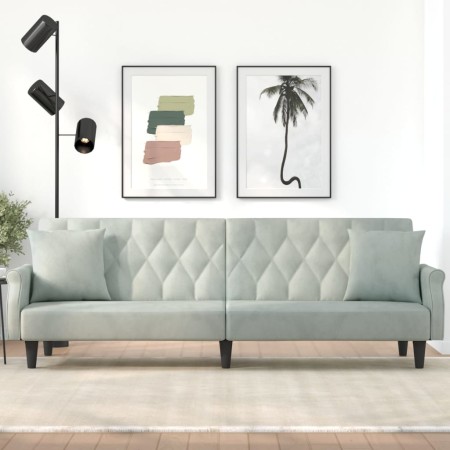 Hellgraues Samtschlafsofa mit Armlehnen von vidaXL, Sofas - Ref: Foro24-351944, Preis: 303,17 €, Rabatt: %