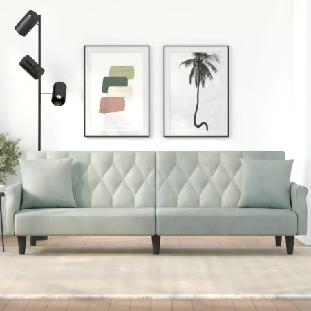 Light gray velvet sofa bed with armrests by vidaXL, Sofas - Ref: Foro24-351944, Price: 299,62 €, Discount: %