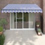 Toldo retráctil aluminio y tela azul y blanco 3x2,5 m