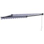 Toldo retráctil aluminio y tela azul y blanco 3x2,5 m