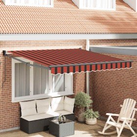 Toldo retráctil aluminio y tela naranja y marrón 3x2,5 m Toldo retráctil aluminio y tela naranja y marrón 3x2,5 m