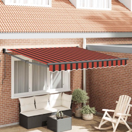 Toldo retráctil aluminio y tela naranja y marrón 3x2,5 m