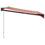Toldo retráctil aluminio y tela naranja y marrón 3x2,5 m