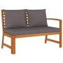 Juego comedor jardín y cojines 5 piezas madera maciza de acacia