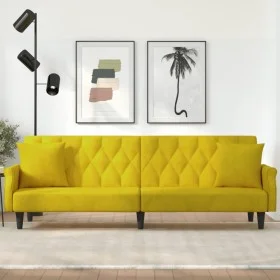 Gelbes Samtschlafsofa mit Armlehnen von vidaXL, Sofas - Ref: Foro24-351949, Preis: 279,62 €, Rabatt: %