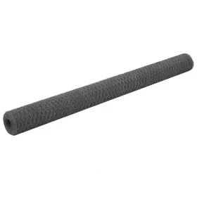 Steel chicken wire with gray PVC coating 25x1.5 m by vidaXL, fence panels - Ref: Foro24-143294, Price: 53,51 €, Discount: %