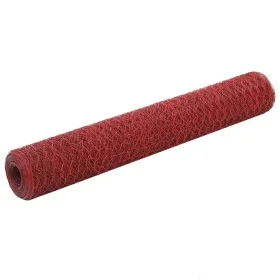 Steel chicken wire with red PVC coating 25x1 m by vidaXL, fence panels - Ref: Foro24-143305, Price: 39,30 €, Discount: %