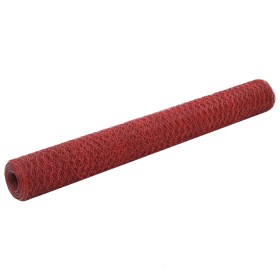 Alambrada de gallinero acero revestimiento PVC rojo 25x1,2 m