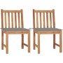 Sillas de jardín 2 unidades madera maciza de teca con cojines