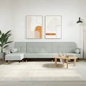 Sofá cama en forma de L terciopelo gris claro 271x140x70 cm von vidaXL, Sofas - Ref: Foro24-3157221, Preis: 484,05 €, Rabatt: %