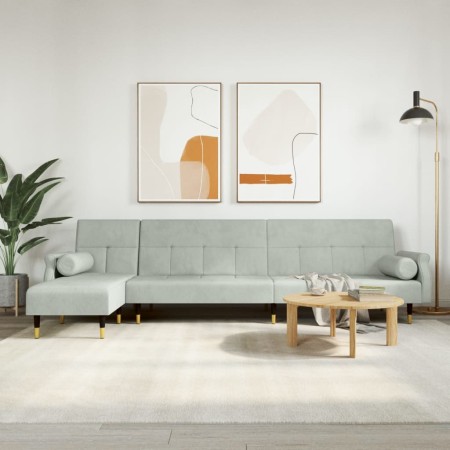 Sofá cama en forma de L terciopelo gris claro 271x140x70 cm by vidaXL, Sofas - Ref: Foro24-3157221, Price: 472,01 €, Discount: %