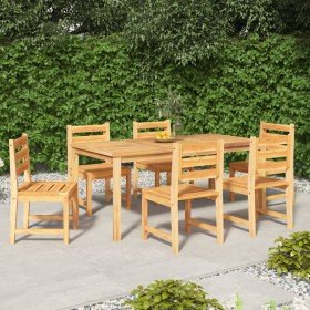 Juego de comedor de jardín 7 piezas madera maciza de teca Juego de comedor de jardín 7 piezas madera maciza de teca