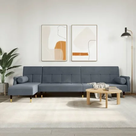 L-shaped sofa bed dark gray velvet 271x140x70 cm by vidaXL, Sofas - Ref: Foro24-3157222, Price: 462,64 €, Discount: %