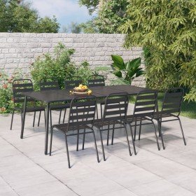 Juego de comedor de jardín 9 piezas acero gris antracita