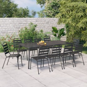 Juego de comedor de jardín 11 piezas acero gris antracita