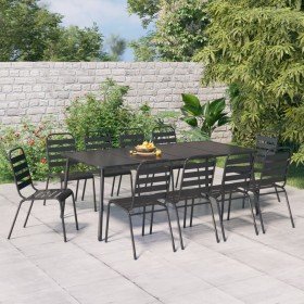 Juego de comedor de jardín 11 piezas acero gris antracita