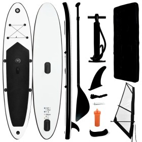 Aufblasbares Paddle-Surfbrett mit schwarz-weißem Segel von vidaXL, Paddleboards - Ref: Foro24-92736, Preis: 512,97 €, Rabatt: %