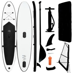 Tabla de paddle surf inflable con vela negro y blanco