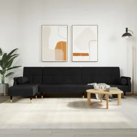 L-förmiges Schlafsofa aus schwarzem Samt 271x140x70 cm von vidaXL, Sofas - Ref: Foro24-3157224, Preis: 470,44 €, Rabatt: %