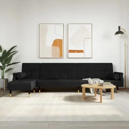 L-förmiges Schlafsofa aus schwarzem Samt 271x140x70 cm von vidaXL, Sofas - Ref: Foro24-3157224, Preis: 470,44 €, Rabatt: %