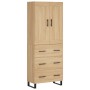 Aparador alto madera contrachapada color roble 69,5x34x180 cm