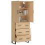 Aparador alto madera contrachapada color roble 69,5x34x180 cm