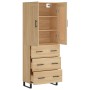 Aparador alto madera contrachapada color roble 69,5x34x180 cm