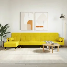 L-förmiges Schlafsofa aus gelbem Samt, 271 x 140 x 70 cm von vidaXL, Sofas - Ref: Foro24-3157225, Preis: 471,97 €, Rabatt: %