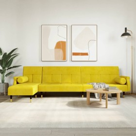 Yellow velvet L-shaped sofa bed 271x140x70 cm by vidaXL, Sofas - Ref: Foro24-3157225, Price: 471,97 €, Discount: %