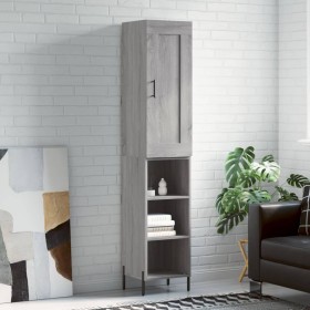 Aparador alto madera contrachapada gris Sonoma 34,5x34x180 cm
