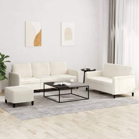 Juego de sofás 3 piezas terciopelo crema