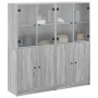 Estantería con puertas madera gris Sonoma 136x37x142 cm