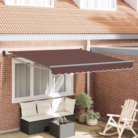 Toldo retráctil manual marrón 300x250 cm