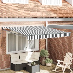 Toldo retráctil aluminio y tela gris antracita y blanco 3x2,5 m Toldo retráctil aluminio y tela gris antracita y blanco 3x2,5 m