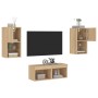 Muebles de TV de pared con luces LED 4 piezas roble Sonoma en Muebles TV | Comprar online en Foro24